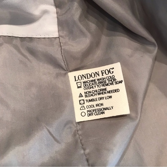 London Fog Sz M Petite Full Zip Hooded Jacket Coat Lined Drawstring Waist Beige - Picture 8 of 8